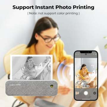 MUNBYN Portable Printer Wireless for Travel ITP01, Bluetooth Thermal Printer 8.5x11 US Letter&A4 Thermal Paper, Compatible with Android and iOS Phone & Laptop, Inkless Printer Mobile Office(Grey)