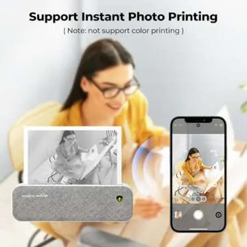 MUNBYN Portable Printer Wireless for Travel ITP01, Bluetooth Thermal Printer 8.5x11 US Letter&A4 Thermal Paper, Compatible with Android and iOS Phone & Laptop, Inkless Printer Mobile Office(Grey)
