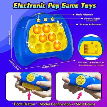 ROHSCE Quick Push Game Bubble Pop Fidget Toys, Fast Push Game, Fast Push Bubble Game, Light Up Pop Game Autism Sensory Toys, Travel Games Stress Relief Toy for Kids