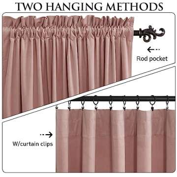 StangH Pink Velvet Curtains 90 inches Long, Nursery Girls Bedroom Privacy Window Drapes Room Darkeni...