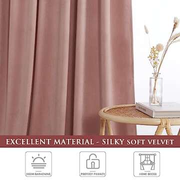 StangH Pink Velvet Curtains 90 inches Long, Nursery Girls Bedroom Privacy Window Drapes Room Darkening Home Decoration for Living Dining Room/Spa/Office, W52 x L90, 2 Panels