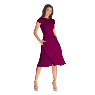 Dress the Population Women's Livia Midi Dress in Dark Magenta - Size Medium