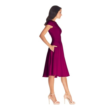 Livia Midi High Dress by Dress the Population - Dark Magenta