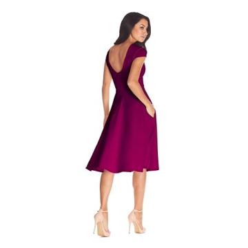 Livia Midi High Dress by Dress the Population - Dark Magenta