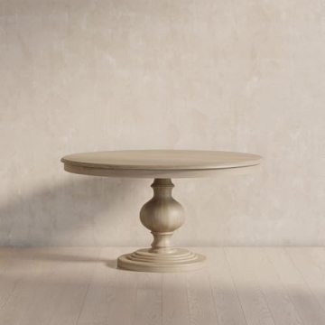 Maven Lane Zola Round Wooden Dining Table in Antiqued White Finish
