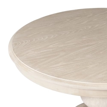 Maven Lane Zola Round Wooden Dining Table in Antiqued White Finish