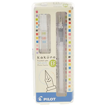 Pilot Kakuno Fountain Pen Extra Fine Nib Clear Barrel - Perfect for Beginners and Pros