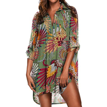 Ekouaer Women's Swimsuit Beach Cover Up Shirt Bikini Beachwear Bathing Suit Beach Dress