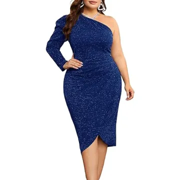 KIMCURVY Plus Size Formal Dresses for Women Wedding Guest Fall Glitter Cocktail Evening Dresses Eleg...