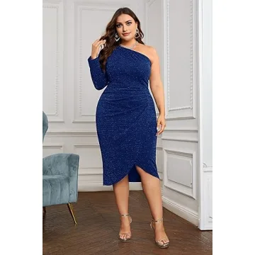 KIMCURVY Plus Size Bridal Guest Dress Elegant Glitter