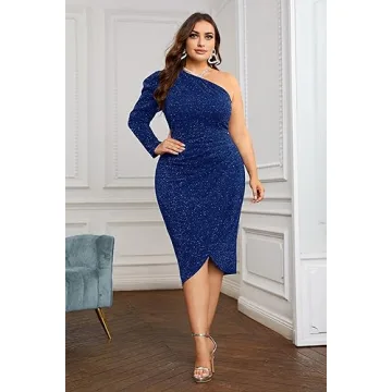 KIMCURVY Plus Size Bridal Guest Dress Elegant Glitter