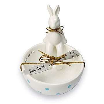 Mud Pie Sitting Bunny Dip Cup Set of 2 (Hop To It)