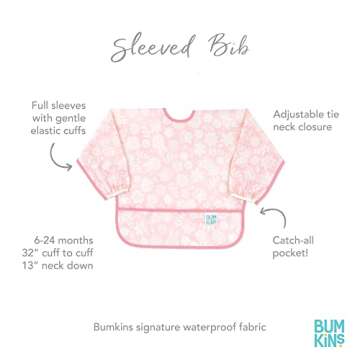 Bumkins Sleeved Baby Bib for Easy Mess-Free Feeding