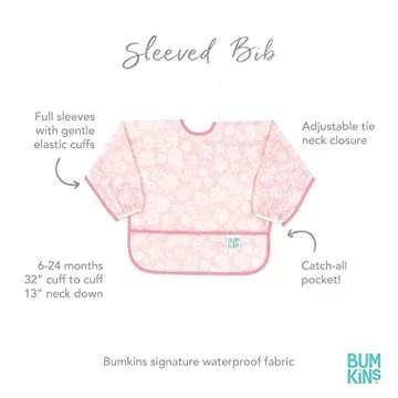 Bumkins Sleeved Baby Bib for Easy Mess-Free Feeding