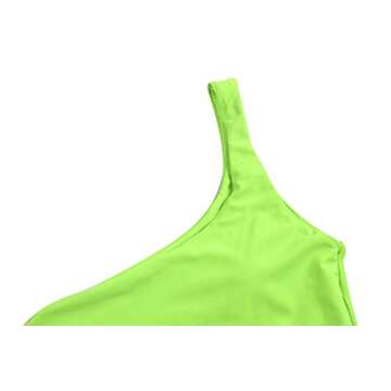 Byoauo Women Bikini One Shoulder Top with High Waisted Bottom Two Piece Swimsuit Fluorescent Green