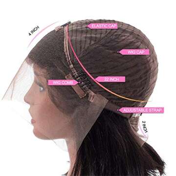 BLY Short Straight Bob Wigs for Women Brazilian Virgin Human Hair Lace Front Wigs (10inch) 13x4 Lace Part 150% Density Pre Plucked Natural Black Color