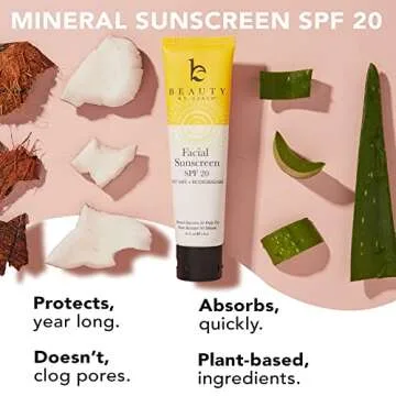 Face Sunscreen SPF 20 - USA Made Mineral Face Reef Friendly Sunscreen With Natural & Organic Ingredi...