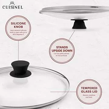 Cuisinel Pre-Seasoned Cast Iron Skillet (10-Inch) with Glass Lid and Handle Cover Oven Safe Cookware - Heat-Resistant Holder - Indoor and Outdoor Use - Grill, Stovetop, Induction Safe