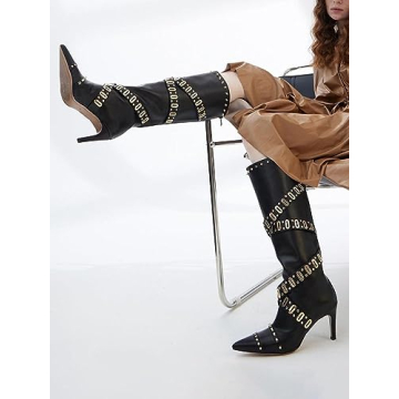 DREAMCIA Fashionable Knee High Stiletto Boots for Women