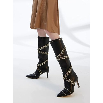 DREAMCIA Fashionable Knee High Stiletto Boots for Women