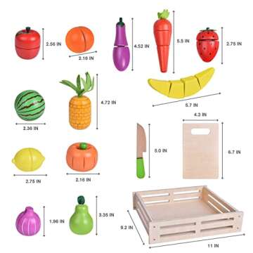 35PCS Wooden Play Food Set for Kids Kitchen Fun