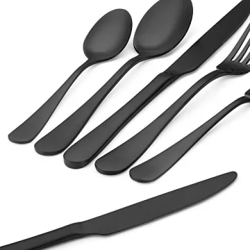 Matte Black Stainless Steel Flatware Set - 20 Piece Elegant Dining Solution