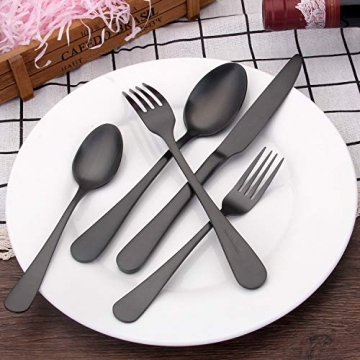 Matte Black Stainless Steel Flatware Set - 20 Piece Elegant Dining Solution