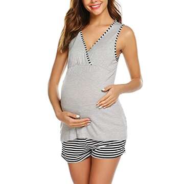 Stylish Ekouaer Maternity Pajamas Set for Comfort