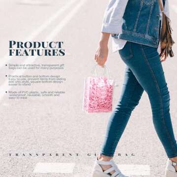 BadenBach 24 PCS Small Clear Gift Bags with Handle,5.9" x 7.9" x 2.8",Clear Plastic Gift Bag Clear Goodie Bags Reusable Clear Party Favor Bags for Wedding Birthday Party Baby Shower Valentine's Day