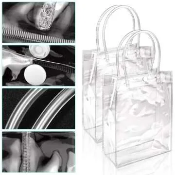 BadenBach 24 PCS Small Clear Gift Bags with Handle,5.9" x 7.9" x 2.8",Clear Plastic Gift Bag Clear Goodie Bags Reusable Clear Party Favor Bags for Wedding Birthday Party Baby Shower Valentine's Day