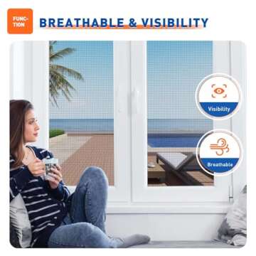 MAGZO Window Screen Replacement，48"W x 99"L Screen Mesh DIY Adjustable Polyster Screen for Windows and Doors,Gray