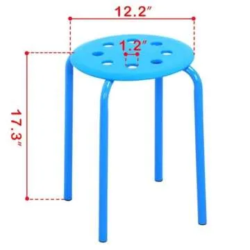Yaheetech 17.3in Plastic Stack Nesting Stools Portable Stackable Bar Stools Colorful Decoration Stools Chairs Round Stools Flexible Seating Pack of 5
