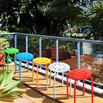 Yaheetech 17.3in Plastic Stack Nesting Stools Portable Stackable Bar Stools Colorful Decoration Stools Chairs Round Stools Flexible Seating Pack of 5