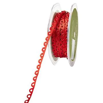 May Arts Premium Quality Red Adhesive Scalloped Border Ribbon - 20 Yards of Creative Possibilities