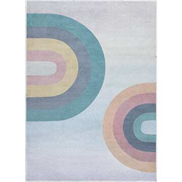 Well Woven Kids Rugs Kaleidoscope Rainbow 5' x 7' Multi Color Pastel Modern Flat-Weave Area Rug