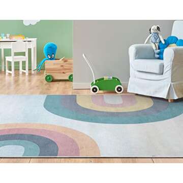 Well Woven Kids Rugs Kaleidoscope Rainbow 5' x 7' Multi Color Pastel Modern Flat-Weave Area Rug