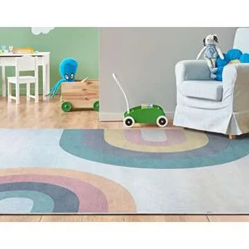 Well Woven Kids Rugs Kaleidoscope Rainbow 5' x 7' Multi Color Pastel Modern Flat-Weave Area Rug