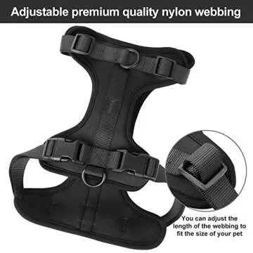 No Pull Lightweight Dog Harness: Adjustable Durable Breathable Mesh Pet Vest Harness with Soft & Comfortable Cushion, for Small Medium Large Dogs (S, Black)