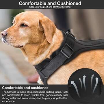 No Pull Lightweight Dog Harness: Adjustable Durable Breathable Mesh Pet Vest Harness with Soft & Comfortable Cushion, for Small Medium Large Dogs (S, Black)