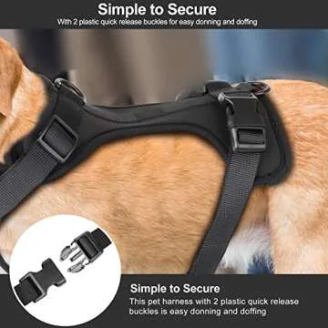 No Pull Lightweight Dog Harness: Adjustable Durable Breathable Mesh Pet Vest Harness with Soft & Comfortable Cushion, for Small Medium Large Dogs (S, Black)