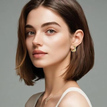 Small Chunky Gold Hoop Earrings For Women, 14k Gold Thick statement huggie hoop earrings Trendy Hoop Earrings Set Hypoallergenic Fashion Earrings (X-Gold 4)