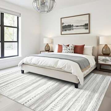 Boraya Area Rugs for Living Room: 5x7 Washable Boho Rug for Bedroom Large Neutral Bohemian Moroccan ...