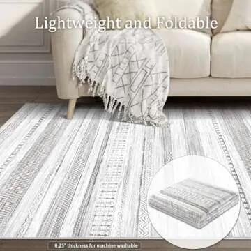 Washable Boraya Boho Moroccan Area Rug for Home Decor