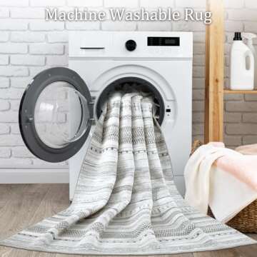 Washable Boraya Boho Moroccan Area Rug for Home Decor