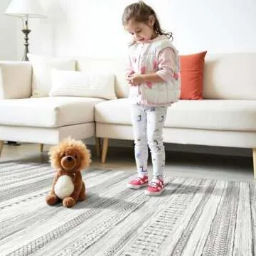 Washable Boraya Boho Moroccan Area Rug for Home Decor