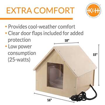 K&H Pet Products Thermo Birchwood Manor Kitty Home - Heated, Durable & Easy to Assemble