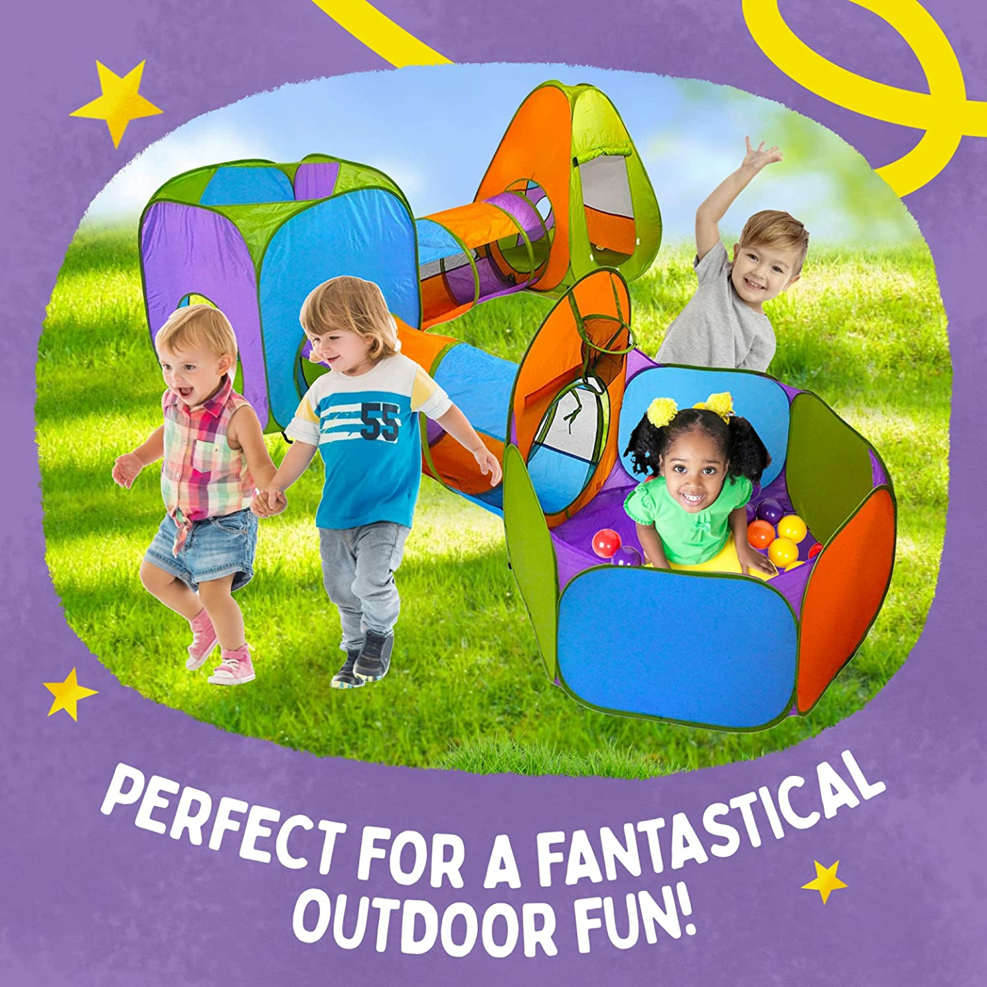 Playz 5-Piece Kids Play Tent with Tunnel & Ball Pit