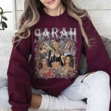 Mit & Mia Personalized Shirt Bootleg Rap Tee Shirt Custom Sweatshirts for Women Custom Crewneck Shirts for Boyfriend Girlfriend Vintage Face Shirt Gift for Valentines Halloween Christmas