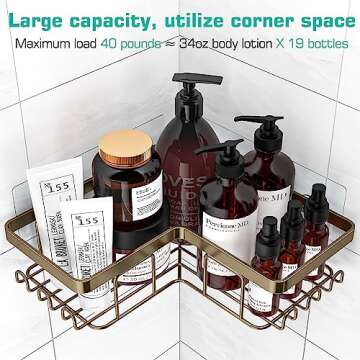 YASONIC 3-Pack Corner Adhesive Shower Caddy with Soap Holder and 12 Hooks, Rustproof Stainless Steel...