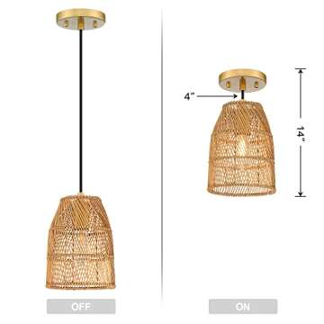 Elegant Rattan Pendant Ceiling Light - Modern Vintage Design